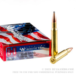 20 Rounds of 30-06 Springfield Ammo by Hornady American Whitetail - 150gr SP