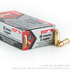 1000 Rounds of 9mm Ammo by Aguila - 115gr FMJ