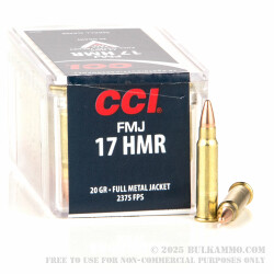 50 Rounds of .17HMR Ammo by CCI - 20gr FMJ