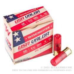 25 Rounds of 12ga Ammo by Winchester USA VALOR - 00 Buck