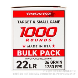 1000 Rounds of .22 LR Ammo by Winchester USA - 36gr CPHP