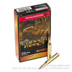 20 Rounds of .270 Win Ammo by Winchester Copper Impact - 130gr Copper Extreme Point