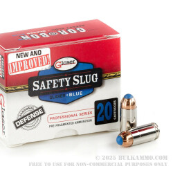 20 Rounds of 9mm + P Ammo by Glaser Safety Slug - 80gr Pre-Fragmented HP