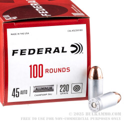 100 Rounds of .45 ACP Ammo by Federal Champion (Aluminum) - 230gr FMJ