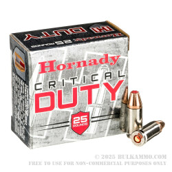 25 Rounds of 9mm Ammo by Hornady Critical Duty - 135gr JHP +P