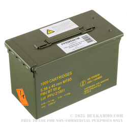 1000 Rounds of 5.56x45 Ammo by Prvi Partizan in Ammo Can - 55gr FMJBT M193