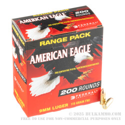 1000 Rounds of 9mm Ammo by Federal American Eagle - 115gr FMJ