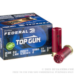 250 Rounds of 12ga Ammo by Federal Top Gun Paper Wad - 1 1/8 ounce #8 shot