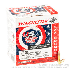 500 Rounds of .22 LR Ammo by Winchester USA Game & Target - 36gr CPHP