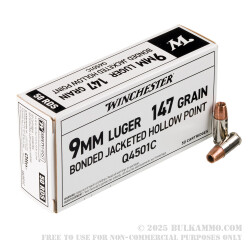 500 Rounds of 9mm Ammo by Winchester - 147gr Bonded JHP