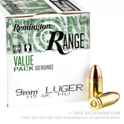 600 Rounds of 9mm Ammo by Remington Range - 115gr FMJ