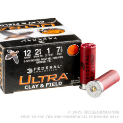 250 Rounds of 12ga Ammo by Federal Ultra Clay & Field - 2-3/4" 1 ounce #7 1/2 shot