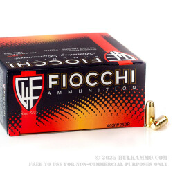 250 Rounds of .40 S&W Ammo by Fiocchi - 165gr FMJ