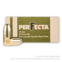 45 ACP - 230 gr FMJ - Fiocchi Perfecta - 50 Rounds