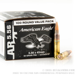 100 Rounds of 5.56x45 XM193 Ammo by Federal - 55gr FMJBT