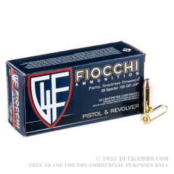 50 Rounds of .38 Spl Ammo by Fiocchi - 125gr SJHP