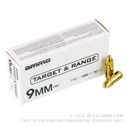 1000 Rounds of 9mm Ammo by Ammo Inc. - 115gr FMJ
