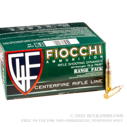 200 Rounds of .223 Rem Ammo by Fiocchi Shooting Dynamics - 55gr FMJBT
