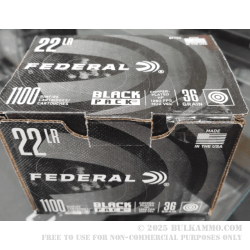 1100 Rounds of .22 LR Ammo by Federal Black Pack - 36gr CPHP