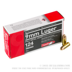 1000 Rounds of 9mm Ammo by Aguila - 124gr FMJ