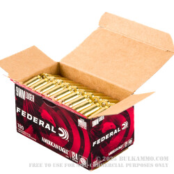 100 Rounds of 9mm Ammo by Federal American Eagle - 124gr FMJ