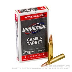 20 Rounds of .223 Ammo by Winchester Universal Game & Target - 62gr Open Tip