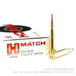 20 Rounds of .223 Ammo by Hornady - 73gr ELD Match