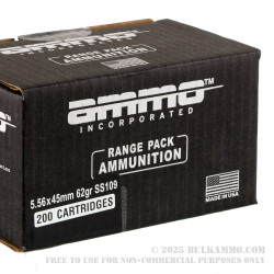 200 Rounds of 5.56x45 Ammo by Ammo Inc. - 62gr FMJ SS109