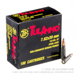 1000 Rounds of 7.62x39mm Ammo by Tula - 154gr SP