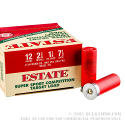 250 Rounds of 12ga Ammo by Estate Super Sport Competition Target - 1 1/8 ounce #7 1/2 shot