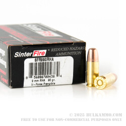 50 Rounds of 9mm Ammo by SinterFire - 90gr Frangible