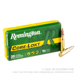 20 Rounds of .308 Win Ammo by Remington - 180gr PSP