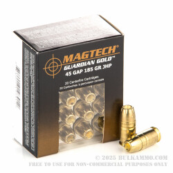 20 Rounds of .45 GAP Ammo by Magtech - 185gr JHP