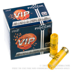 25 Rounds of 20ga Ammo by Fiocchi - 7/8 ounce #7 1/2 shot