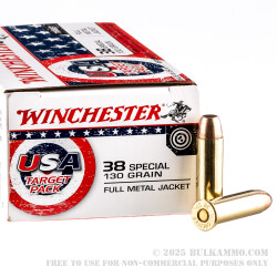 500 Rounds of .38 Spl Ammo by Winchester USA Target Pack - 130gr FMJ