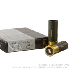 100 Rounds of 12ga Ammo by Baschieri & Pellagri - 2-3/4" 1 1/5 ounce 00 Buck