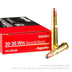 20 Rounds of 30-30 Win Ammo by Aguila - 150gr SP