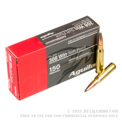 20 Rounds of .308 Win Ammo by Aguila - 150gr SP