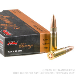 20 Rounds of 7.62x39mm Ammo by PMC - 123gr FMJ