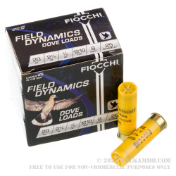 250 Rounds of 20ga Ammo by Fiocchi - 7/8 ounce #8 shot