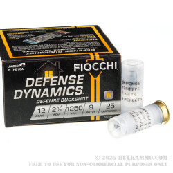 25 Rounds of 12ga Ammo by Fiocchi - #1 Buck
