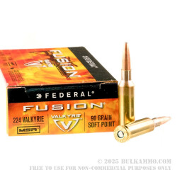 20 Rounds of .224 Valkyrie Ammo by Federal Fusion MSR - 90gr SP