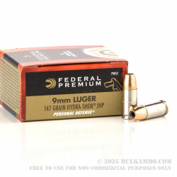 20 Rounds of 9mm Ammo by Federal - 147gr JHP
