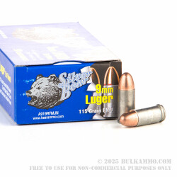 50 Rounds of 9mm Ammo by Silver Bear - 115gr FMJ