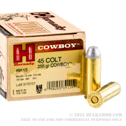 20 Rounds of .45 Long-Colt Ammo by Hornady - 255gr LFN