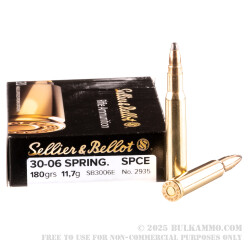 20 Rounds of 30-06 Springfield Ammo by Sellier & Bellot - 180gr SPCE