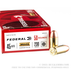 50 Rounds of .45 ACP Ammo by Federal - 230gr FMJ