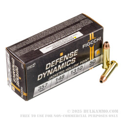 50 Rounds of .357 Mag Ammo by Fiocchi - 148gr JHP