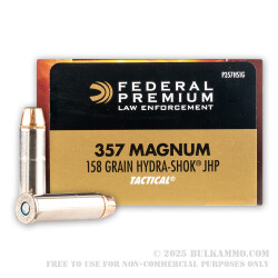 50 Rounds of .357 Mag Ammo by Federal Tactical - 158gr Hydra-Shok JHP