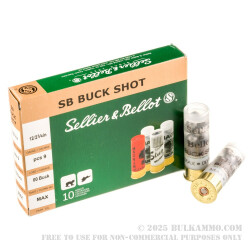 10 Rounds of 12ga 9P Ammo by Sellier & Bellot -  00 Buck